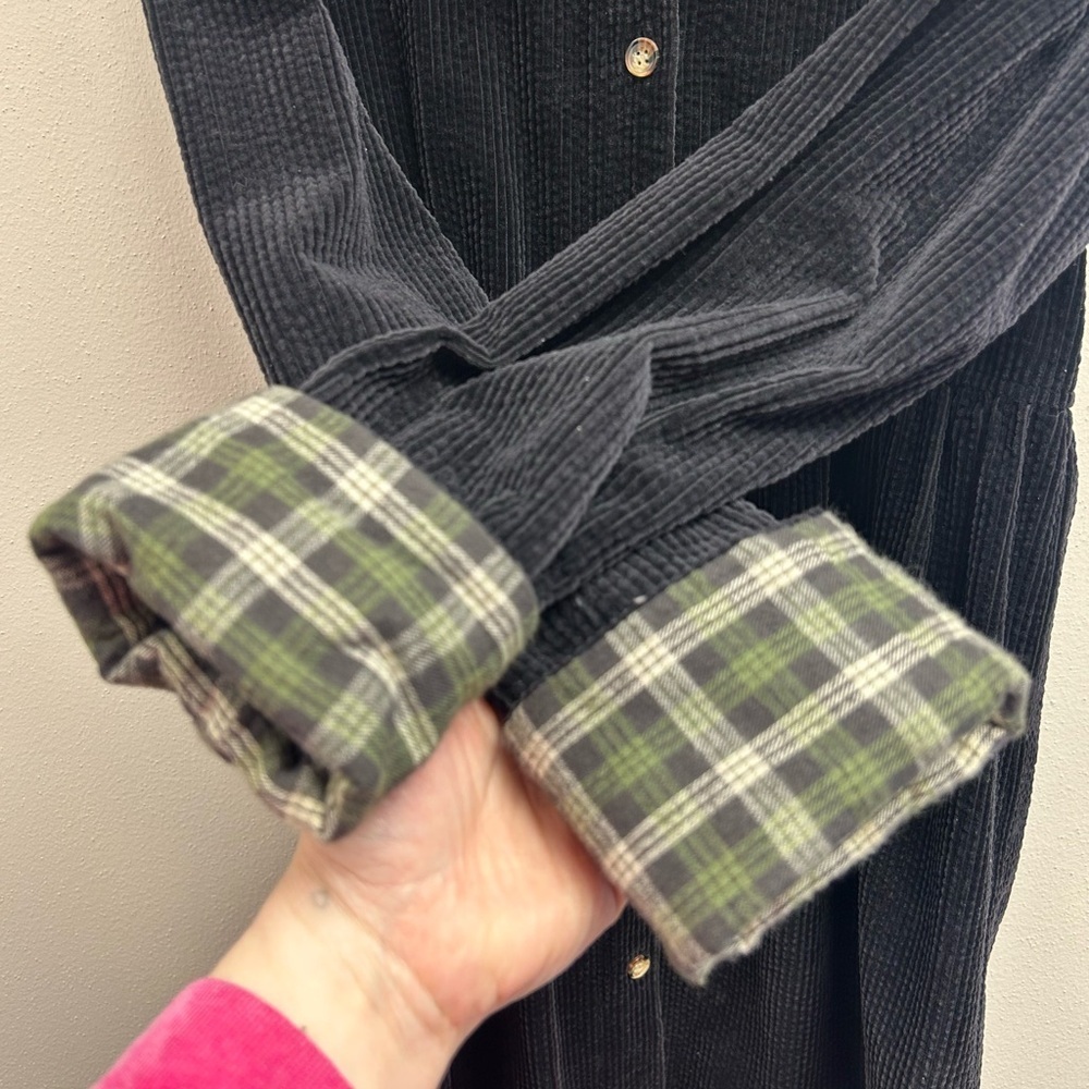 Dark Cottagecore Prairie Modest Black Corduroy Size 8 Vintage Dress Shacket Boho - Picture 11 of 12